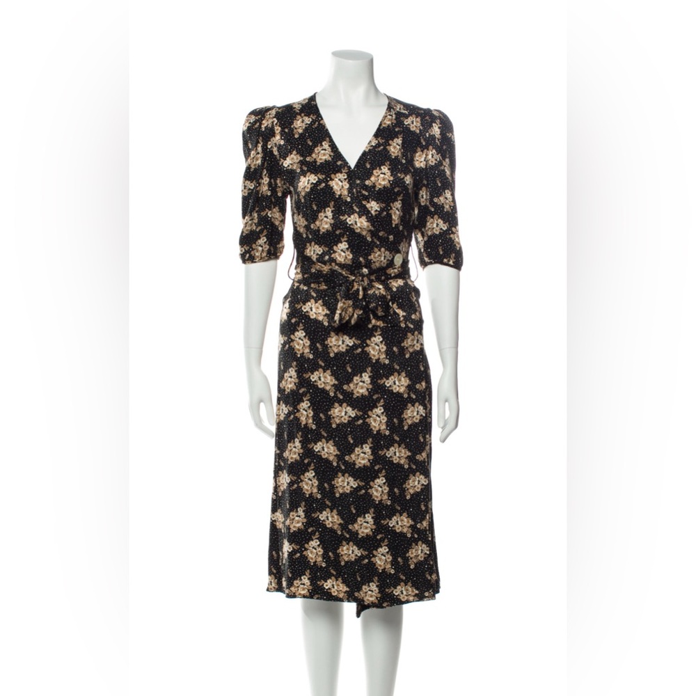 Rouje Black and Cream Floral Dress